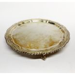 A hallmarked silver Mappin and Webb salver, dia. 21cm.