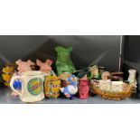 A collection of mixed Doulton and other character jugs, tallest H. 23cm, together with a quantity of