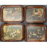 A lovely set of four 1920's framed prints of 18th century interior scenes after Schroder Maes, frame