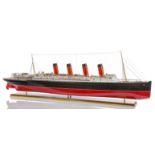 A FINE AND DETAILED 1:120 SCALE BUILDER'S-STYLE MODEL FOR THE R.M.S. LUSITANIA BY JOHN BROWN & CO.