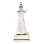 A NOVELTY SILVER ELECTRIC 'LIGHTHOUSE' LIGHTER