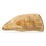 Ø A 19TH CENTURY SAILOR'S SCRIMSHAW DECORATED WHALE'S TOOTH