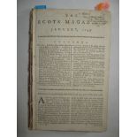 SCOTS MAGAZINE 1749, JANUARY, MARCH, MAY, JUNE, JULY, AUGUST AND SEPTEMBER ISSUES