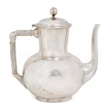 A RARE COFFEE POT DESIGNED BY DR. CHRISTOPHER DRESSER FOR P&O, CIRCA 1870