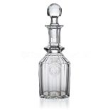 A CUT GLASS OIL BOTTLE WITH STOPPER FROM THE ROYAL YACHT OSBORNE, CIRCA 1890