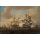 ATTRIBUTED TO CHARLES MARTIN POWELL (BRITISH, 1775-1824) - TWO VIEWS OF THE BATTLE OF TRAFALGAR