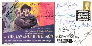 The Lavender Hill Mob Commemorative FDC 2002. Signed by 10 TV stars inc David Kossoff, Donald