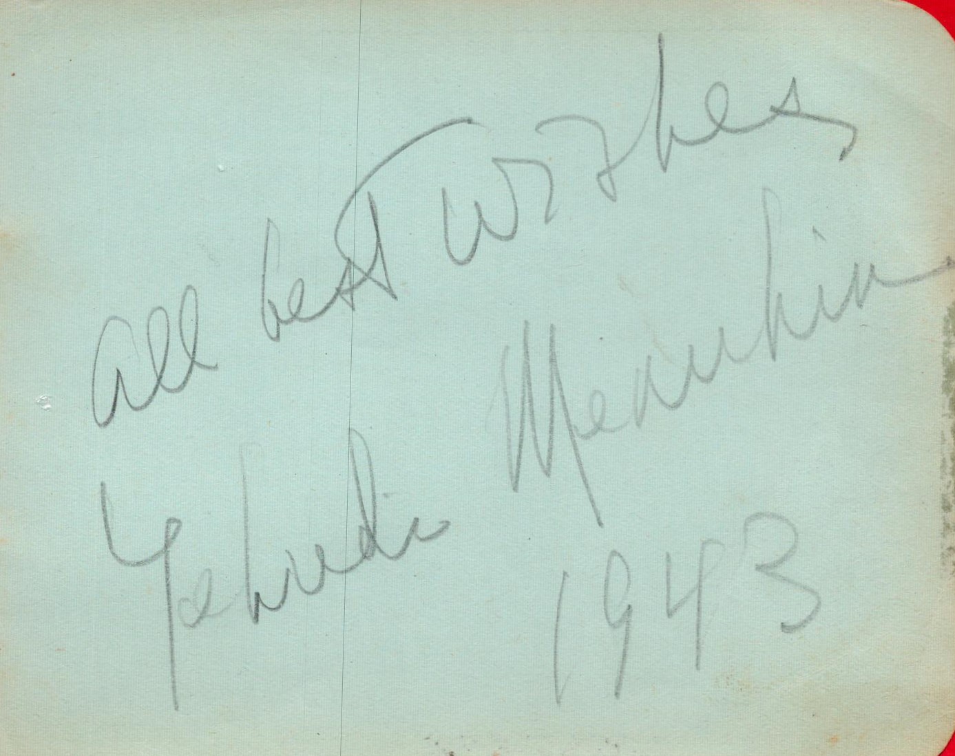 Yehudi Menuhin signed 5x4 album page dated 1943. Yehudi Menuhin, Baron Menuhin, OM KBE (22 April