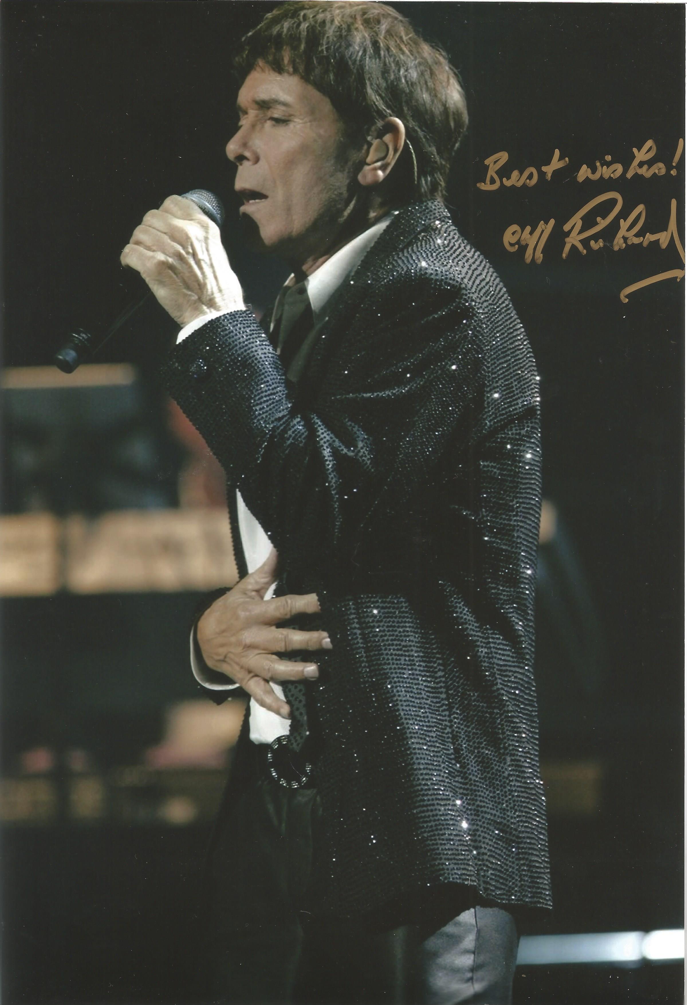 Legendary singer Cliff Richard signed 12x8 colour photo. Sir Cliff Richard OBE is an English singer,