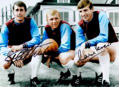 Geoff Hurst and Martin Peters signed 16x12 West Ham United colourised photo pictured with their