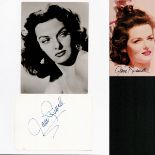 Jane Russell signed 6x4 vintage photo and a signed album page and black and white photo affixed to