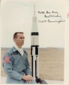 Space Walt Cunningham vintage signed 10x8 official NASA RARE red serial number photograph showing