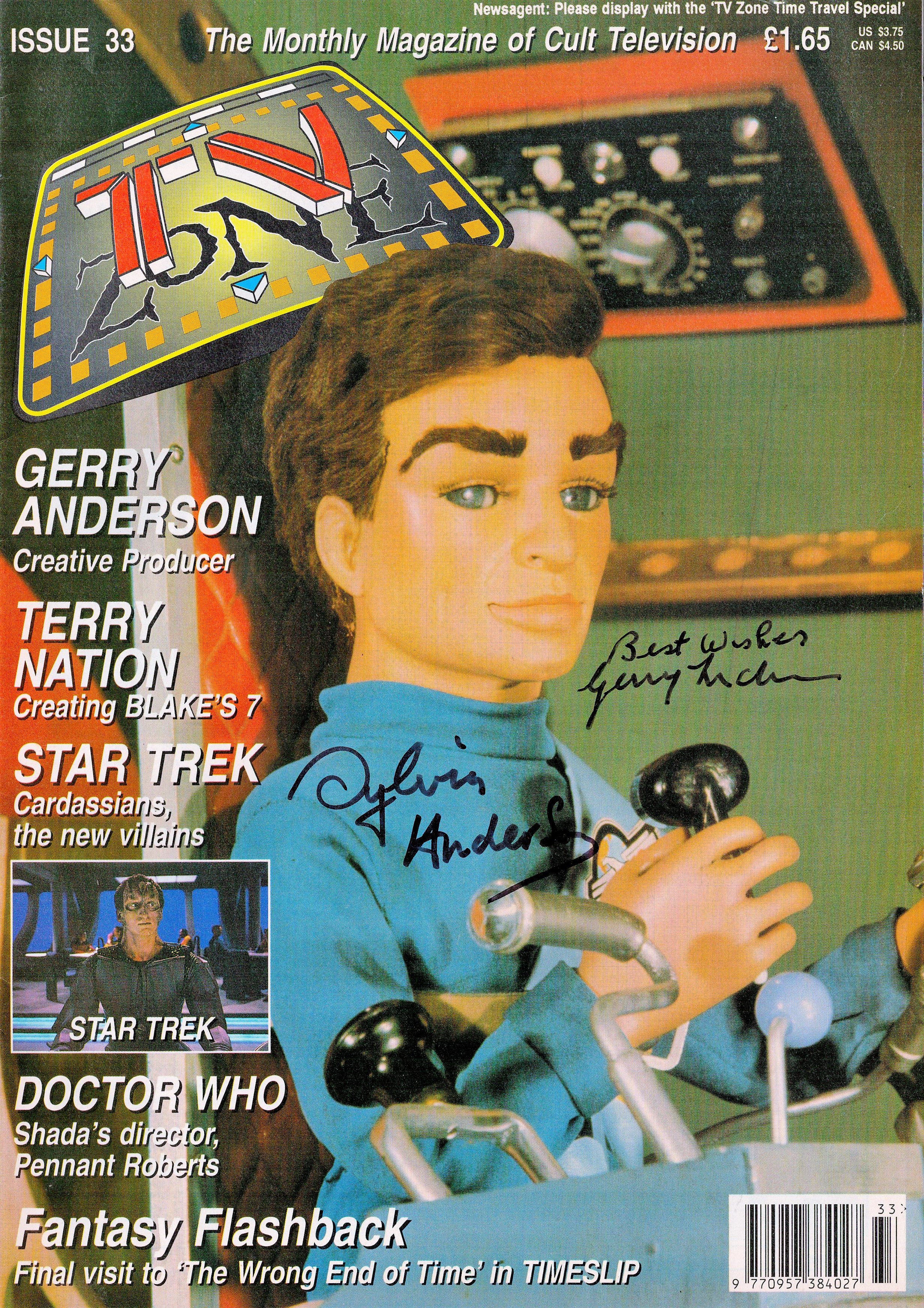 Gerry Anderson (1929-2012) & Sylvia Anderson (1927-2016) Signed Magazine 'Tv Zone. Good condition.