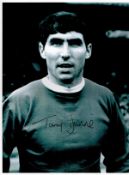 Tony Dunne signed 16x12 black and white Manchester United photo. Anthony Peter Dunne (24 July 1941 -