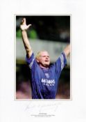 Paul Gascoigne signed 16x12 colour print pictured celebrating during his home debut for Glasgow