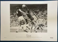 Peter Bonetti signed 24x17 black and white print pictured in action for Chelsea against West Ham