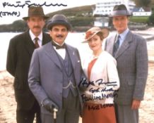 Poirot 8x10 photo cast signed by Hugh Fraser as Captain Hastings, Philip Jackson as Inspector Japp