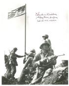 WW2 Iwo Jima Flag raiser Charles Lindberg signed 8x10 photo. Good condition. All autographs come