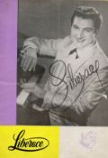 Liberace signed The Music Box 1960 vintage programme signature on the inside photo page. Good