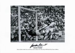Gordon Banks signed 16x12 black and white print pictured making his iconic save against Brazil in