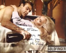 007 James Bond girl Shirley Eaton signed Goldfinger photo, she has also added her line from the