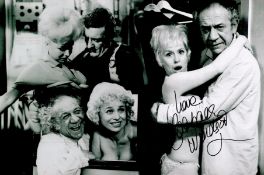 Barbara Windsor signed Carry On 12x8 black and white montage photo. Dame Barbara Windsor DBE (born