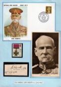 Field Marshall Lord Roberts VC signature piece includes signed page cutting a vintage black and