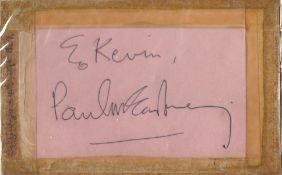 Paul McCartney signed 5x3 album page dedicated could be cut. Sir James Paul McCartney CH MBE (born