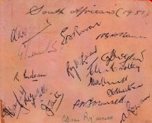 Cricket South Africa 1951 Tour multi signed 5x5 page includes 16 fantastic signatures such as Dudley