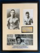 Boxing Legends Randolph, Jackie and Dick Turpin 17x13 overall mounted and framed signature piece