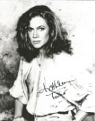 Actress Kathleen Turner signed 10x8 black and white photo from the 1984 action-adventure romantic