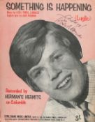 Herman's Hermits 'Something Is Happening' Sheet Music Signed By Peter Noone. Good condition. All