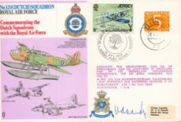 WW2 RAF Commodore Henricus J E Van Der Kop RNLN 320 Squadron. Signed on an RAF No. 320 (Dutch)