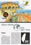 Taiwan 1/2 Currency Coin First Day Cover with 17. 4. 92 Taipei Stamp. Included is a German