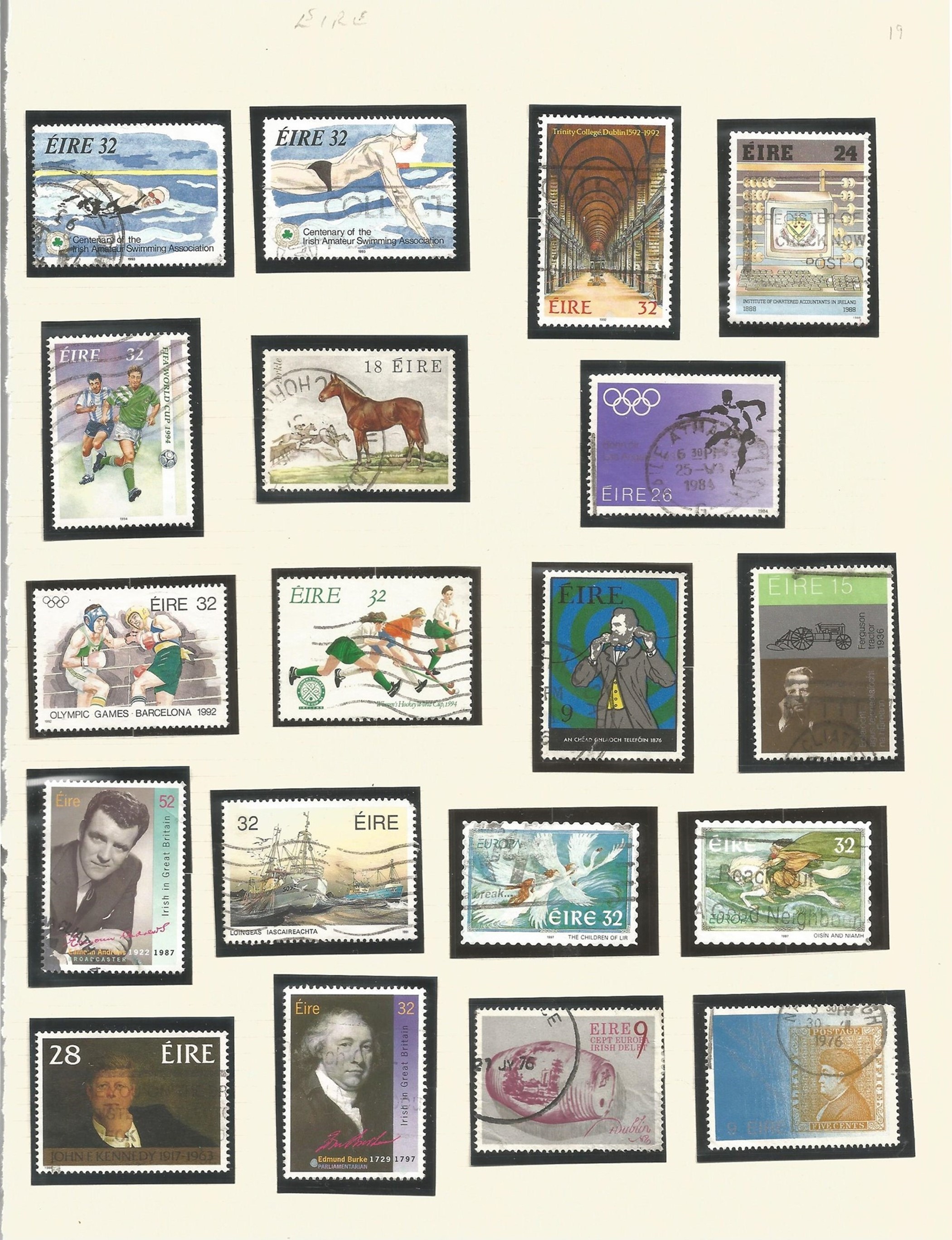 Ireland Stamps approx 800 used Eire Stamps on various loose Album pages Includes some with Gaelic - Image 3 of 3