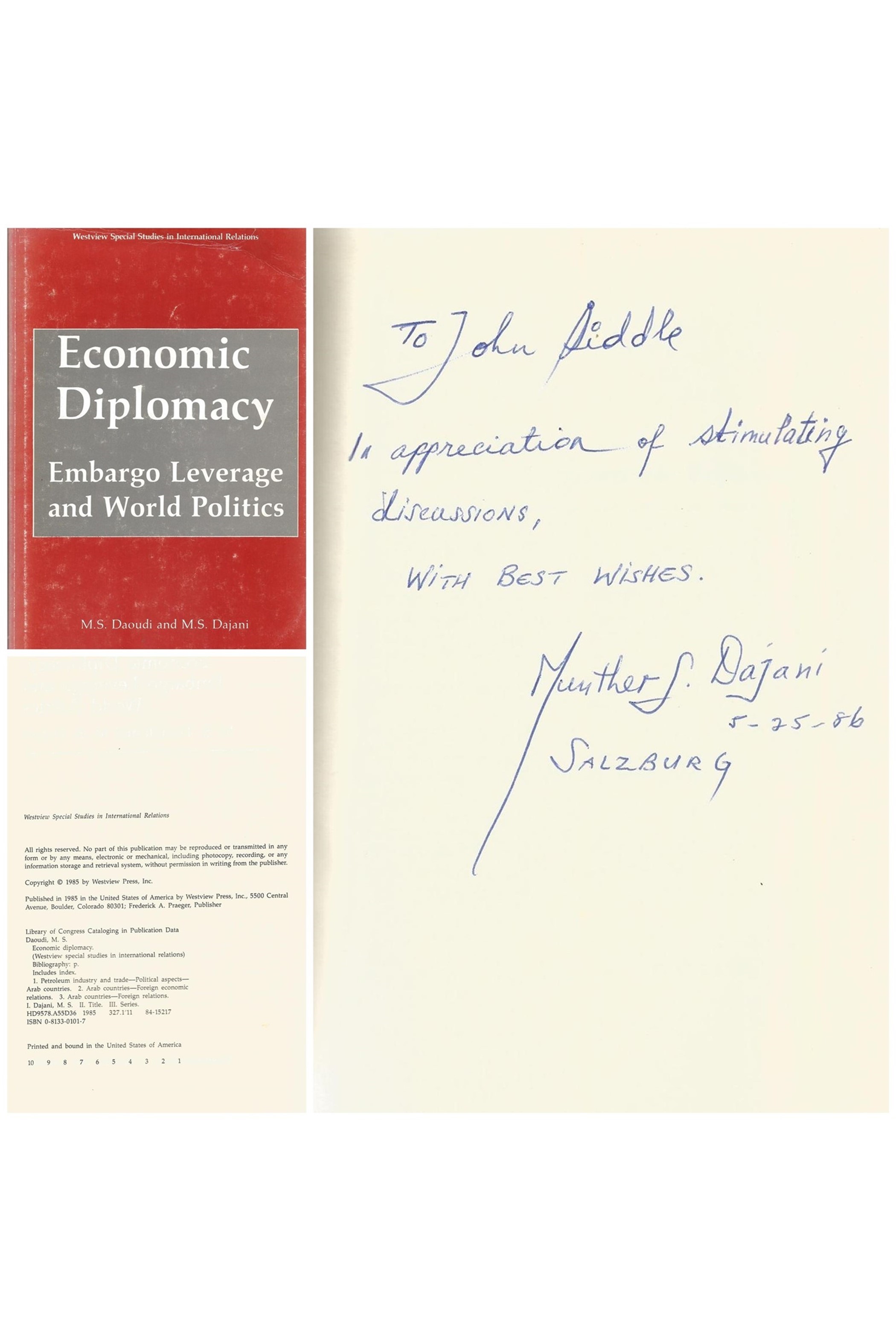 Signed hardback book collection featuring- Economic Diplomacy by Munther Dajani with a dedicated and - Image 2 of 2