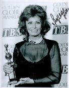 Sophia Loren signed 10x8 black and white photo. Sofia Costanza Brigida Villani Scicolone Dame