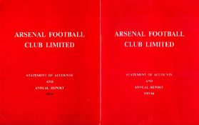 Arsenal FC. 2x Statement of Accounts and Annual Reports for 1979/80 and 1983/84 Season. These