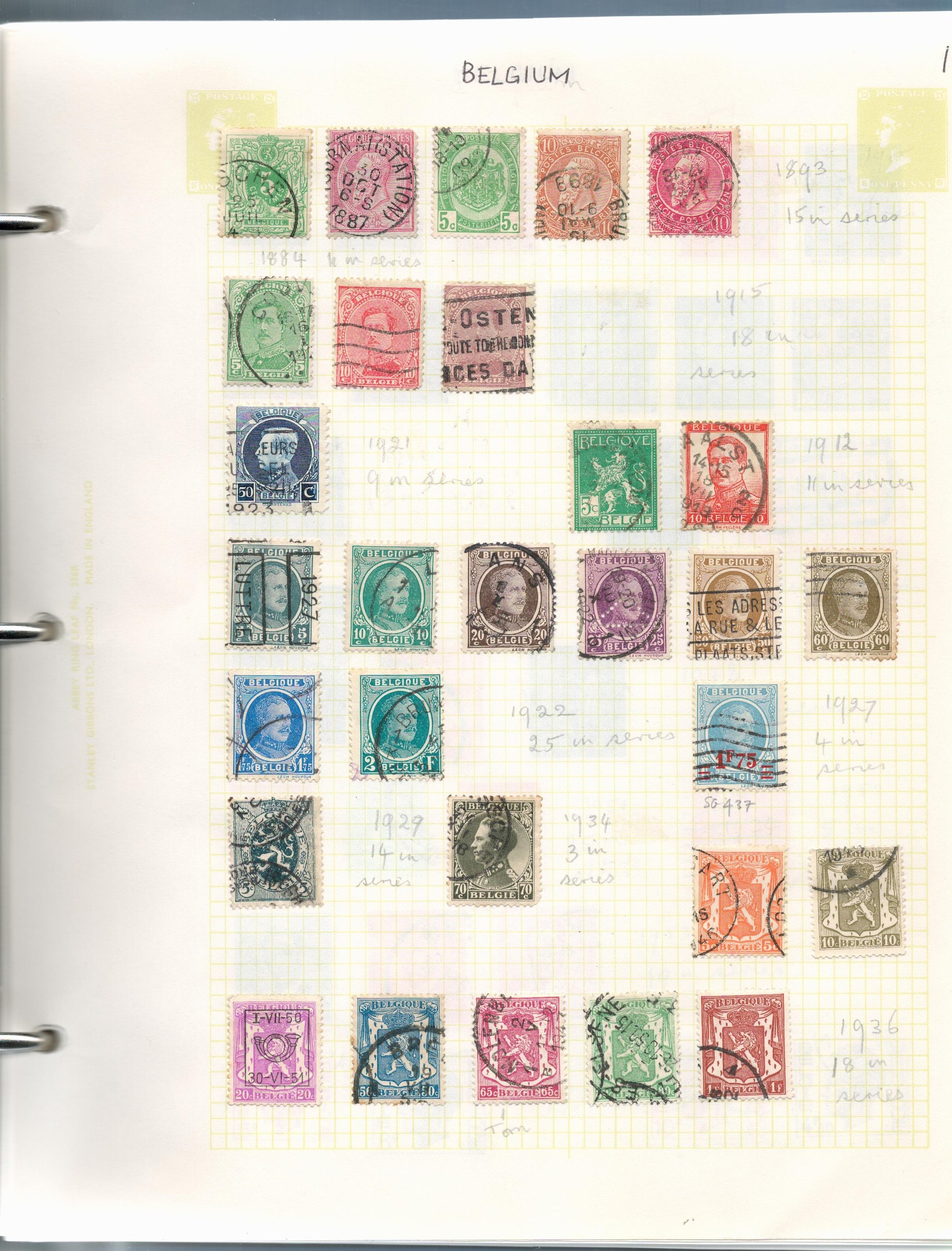 European and Russia M and U in a Binder Stamps from late 1800s to 1900s Countries Include Belgium,