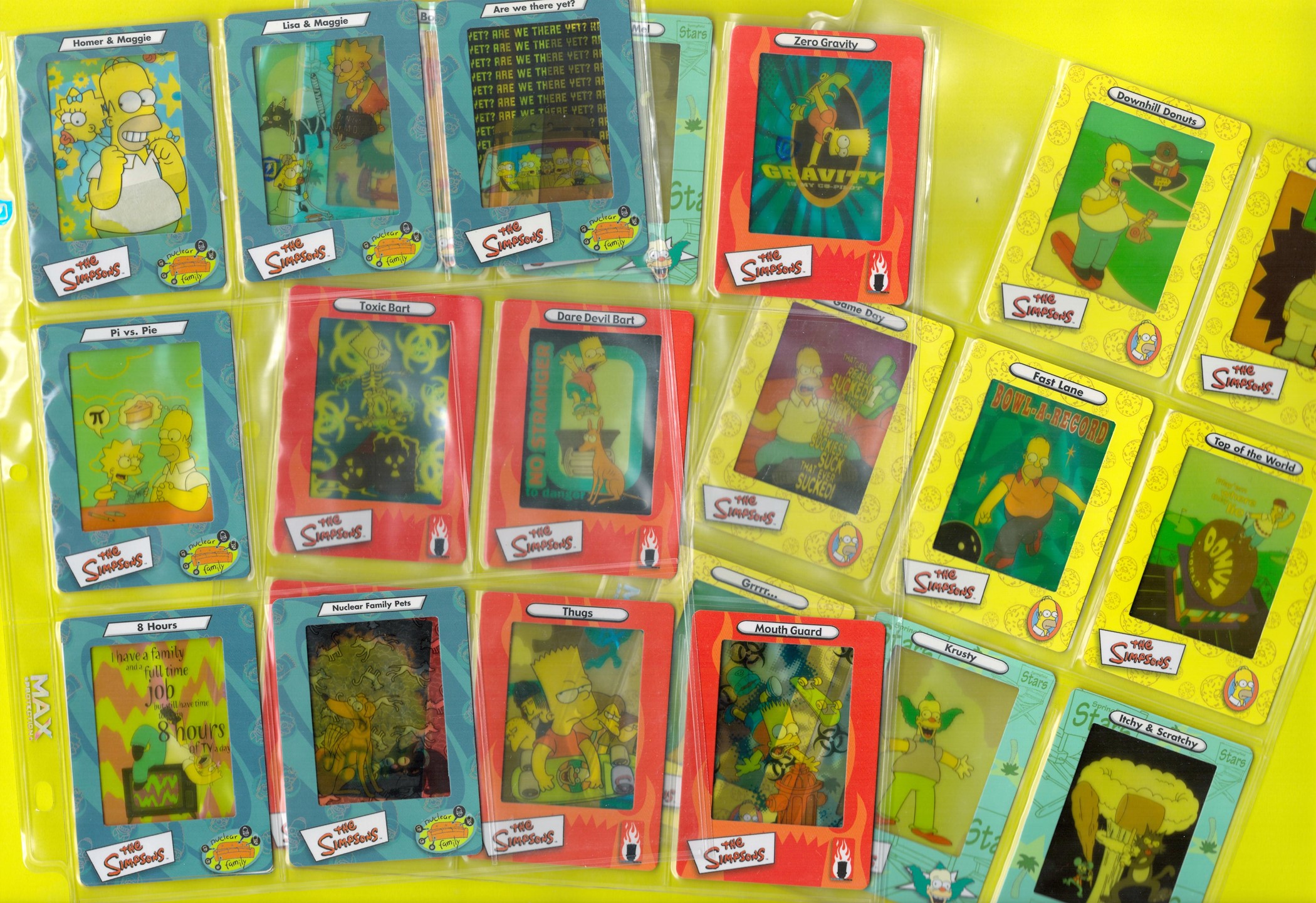 Simpsons Artbox Trading Cards 1-45. Seven missing 1,15,19,28,41,42,45. See through cards. Housed - Image 2 of 2