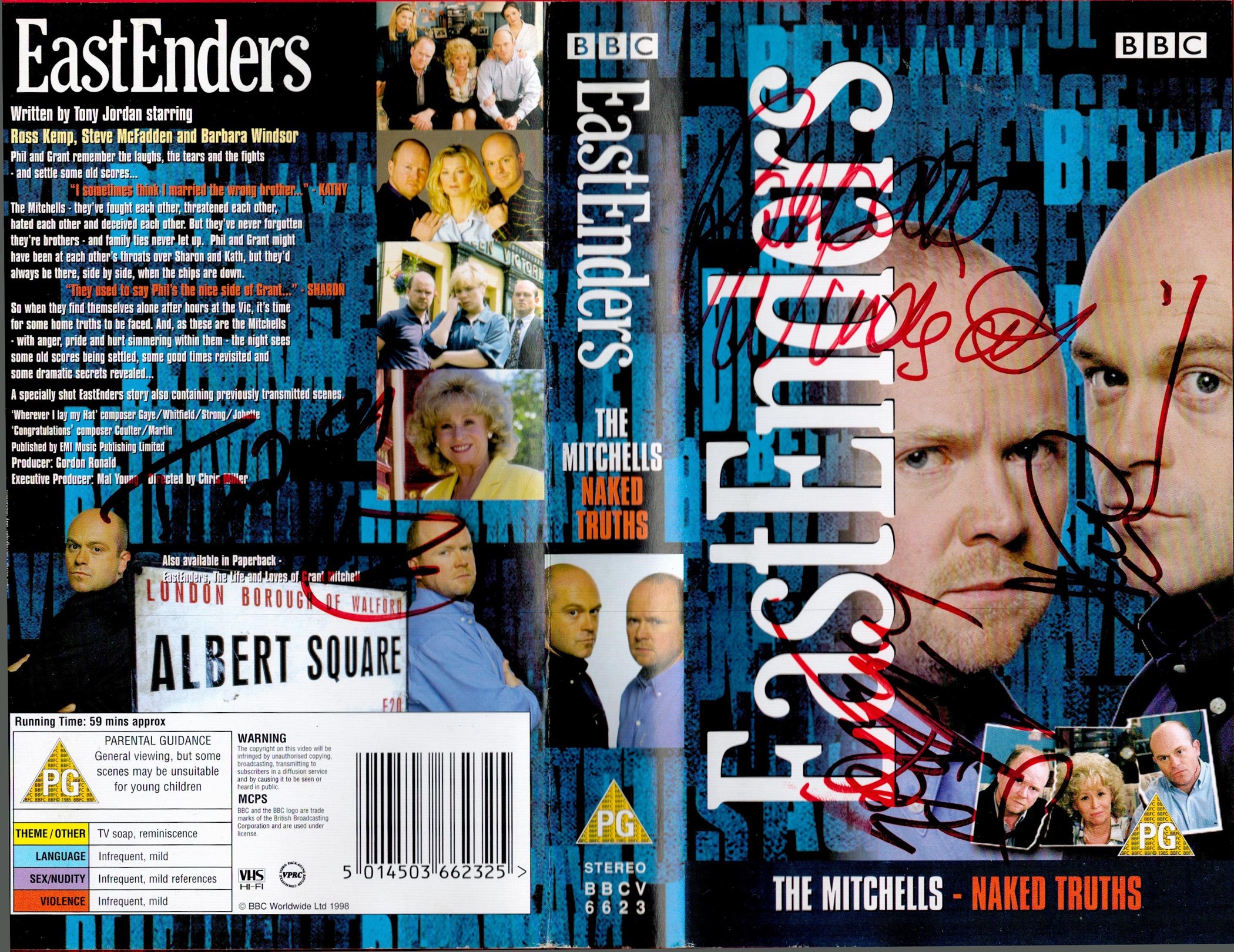 Eastenders Multi Signed VHS Sleeve with VHS Included. Signed in red marker pen by Letitia Dean (