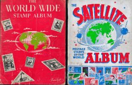 2 Stamp Paperback Albums containing 46 stamps in total. Album 1 Titled The World Wide Stamp Album.