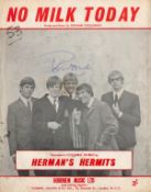 Hermans Hermits No Milk Today Sheet Music Signed By Peter Noone. Good condition. All autographs come