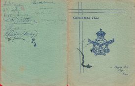 RAF Xmas Card to Commanding officers 1946 Signed on the rear by Jeff Jones, W Ogden, R McBean,