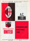 Vintage Programme A. C. Milan v Manchester United European Cup Semi-Final 1969. Good condition.