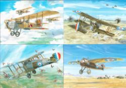 The Great War Collection of 8 vintage War Planes postcards. Planes include Caudron G4, D. H. 2,
