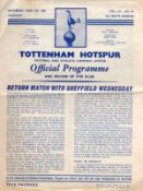 Tottenham Hotspurs FC Vintage Football Programme Vs Sheffield Wednesday on Saturday 5th March