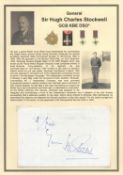 General Sir Hugh Charles Stockwell GCB KBE DSO signed on reverse of a Handwritten note. Set with