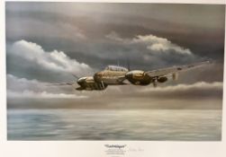 Maurice Gardner Colour 27x20 Print Titled Rachtjager- Night Defender of the Reich. Signed by a