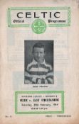 Vintage Programme Celtic v East Stirlingshire 29th February 1964. Good condition. All autographs